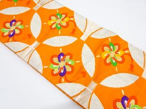 アンティーク　七宝に花模様織り出し袋帯（材料）